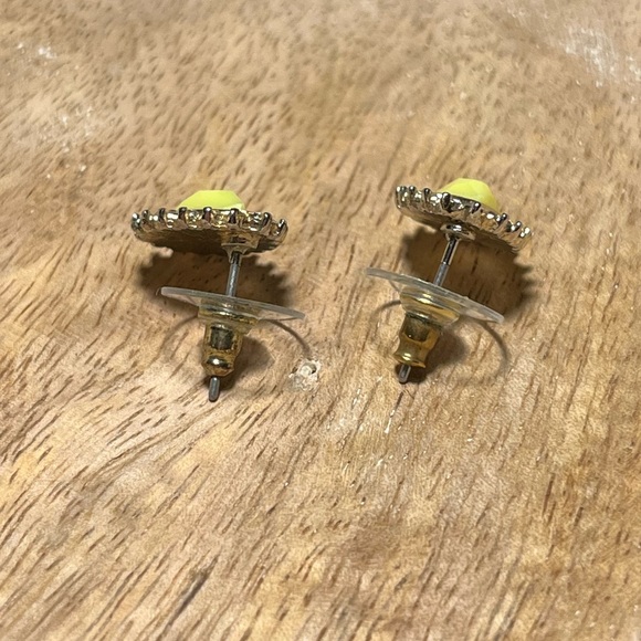 Yellow Tear Drop Rhinestone Post Earrings - Picture 6 of 11